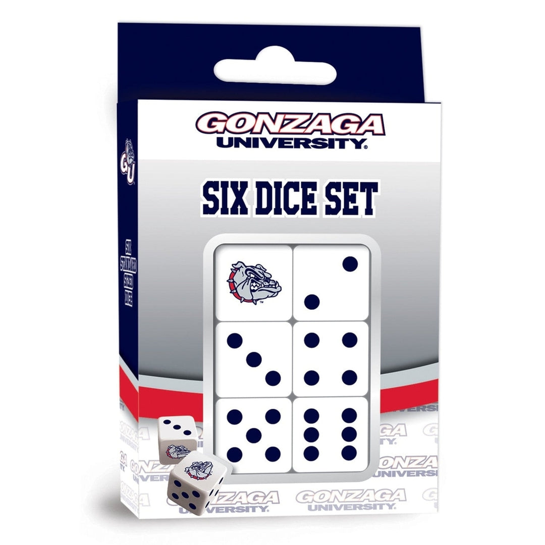 Gonzaga Bulldogs Dice Set 6-Piece Officially Licensed Standard Size Gaming Dice Image 1