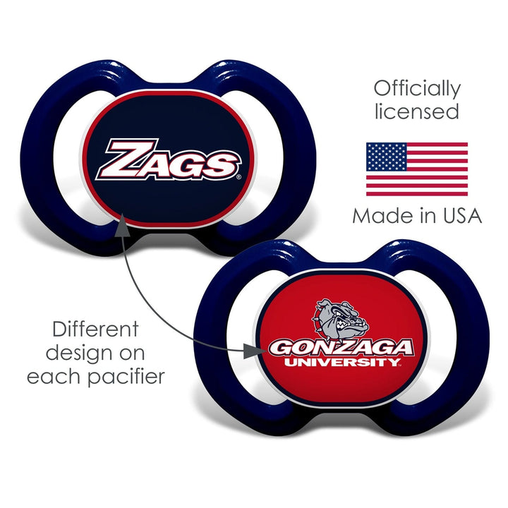 Gonzaga Bulldogs Pacifier 2-Pack Orthodontic BPA-Free Infant Soothing Set Image 4