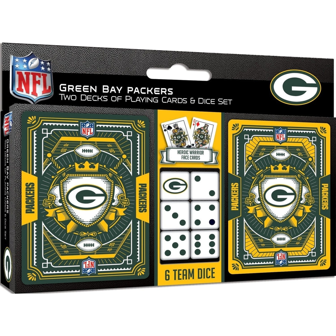 Green Bay Packers 2-Pack Playing Cards and Dice Set Official NFL Game Night Image 1