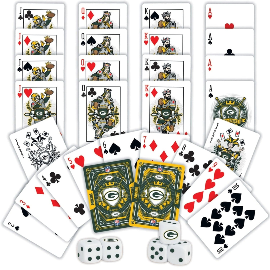 Green Bay Packers 2-Pack Playing Cards and Dice Set Official NFL Game Night Image 2