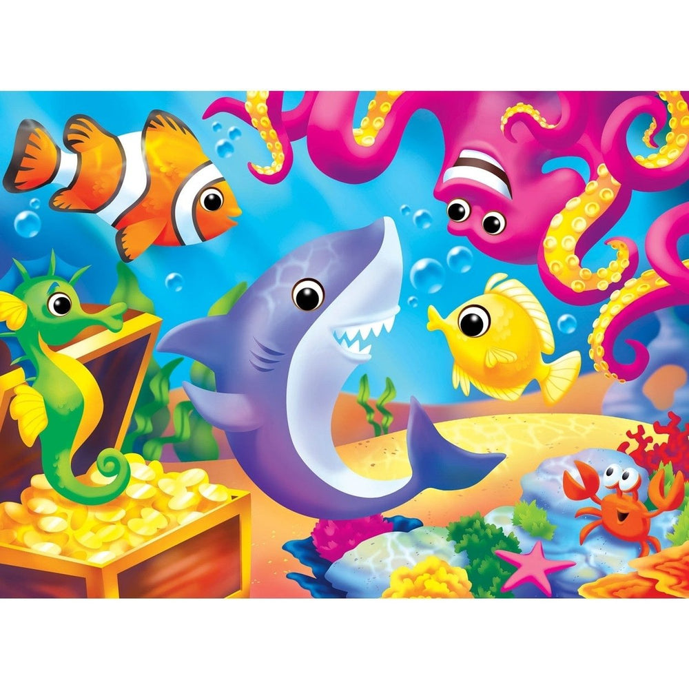 Googly Eyes Lil Shark 48 Piece Kids Jigsaw Puzzle with Wiggly Eyes Underwater Scene Image 2