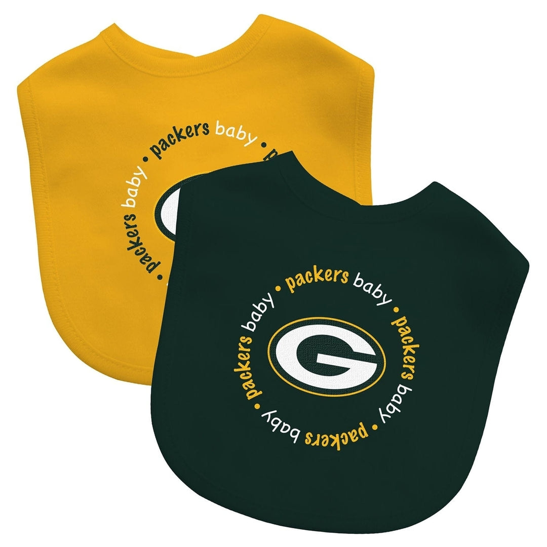 Green Bay Packers Baby Bibs 2-Pack Cotton Green Yellow Infant Unisex Image 1