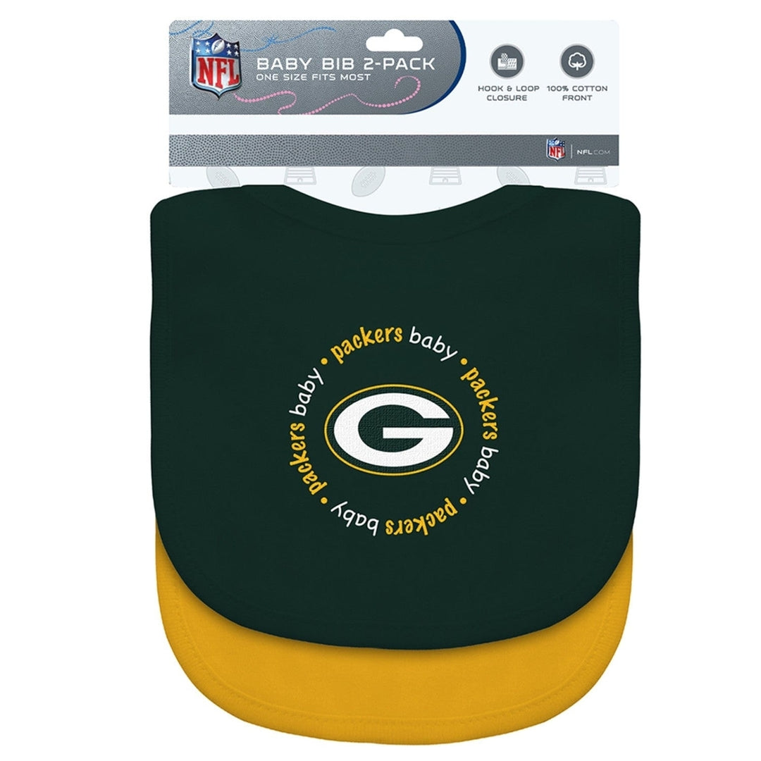 Green Bay Packers Baby Bibs 2-Pack Cotton Green Yellow Infant Unisex Image 2