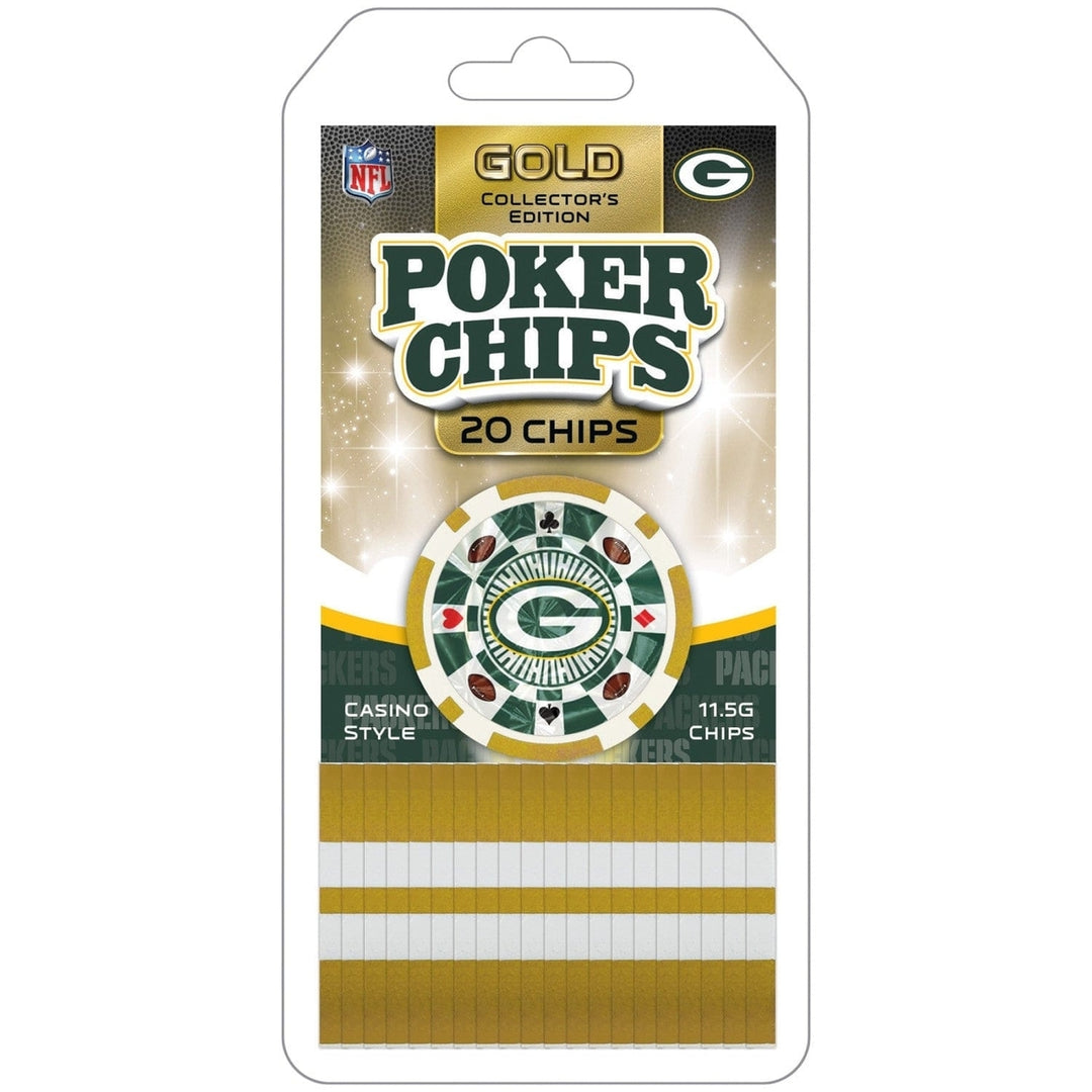 Green Bay Packers 20 Piece Poker Chips Gold Collector Edition Casino Style Set Image 1