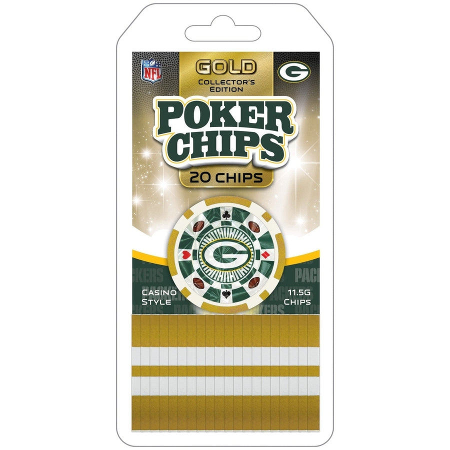 Green Bay Packers 20 Piece Poker Chips Gold Collector Edition Casino Style Set Image 1