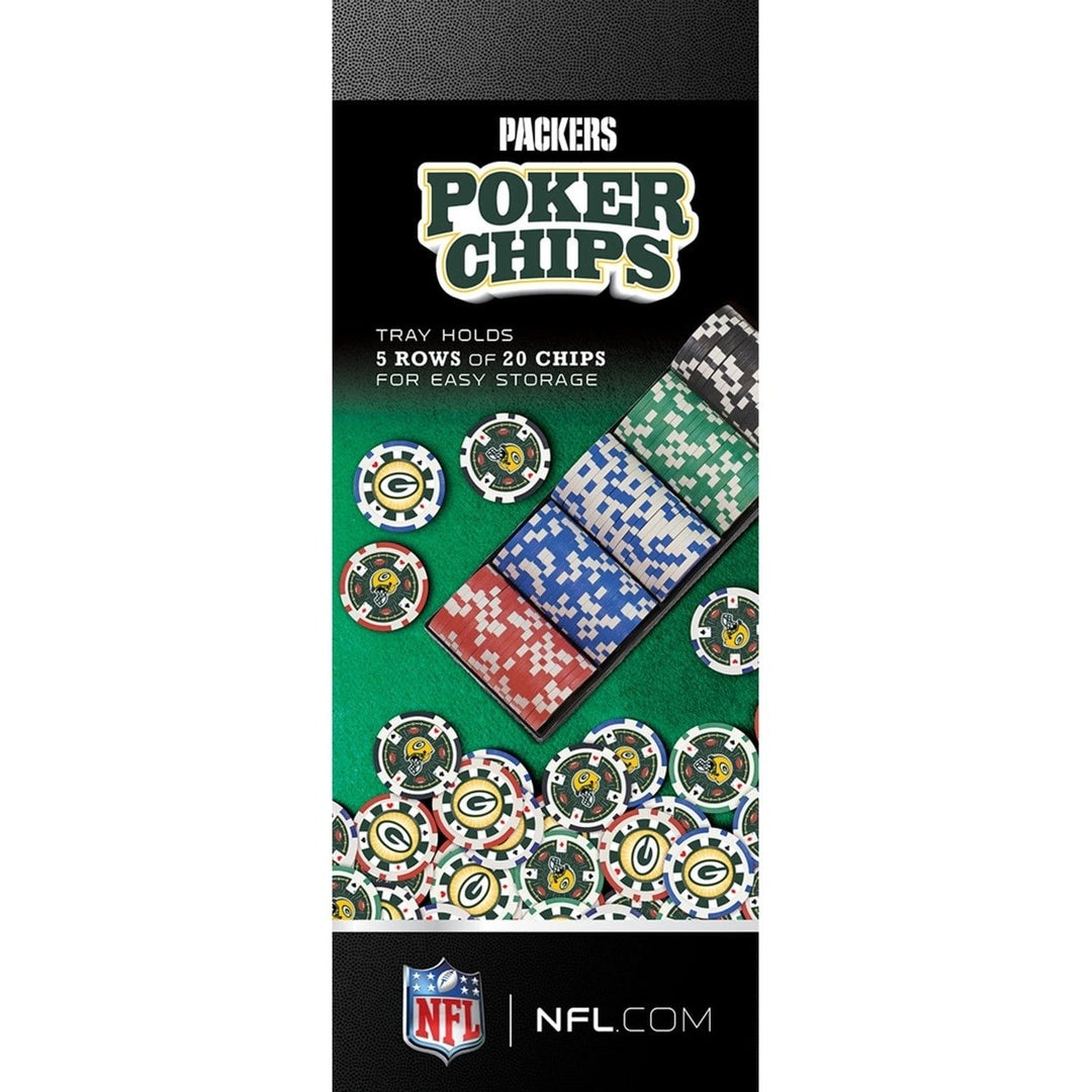 Green Bay Packers 100 Piece Casino Style Poker Chips NFL Heavy Duty Poker Set Image 2