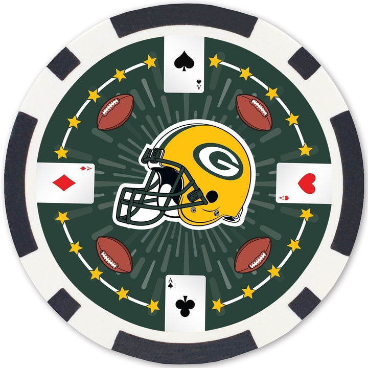 Green Bay Packers 100 Piece Casino Style Poker Chips NFL Heavy Duty Poker Set Image 4