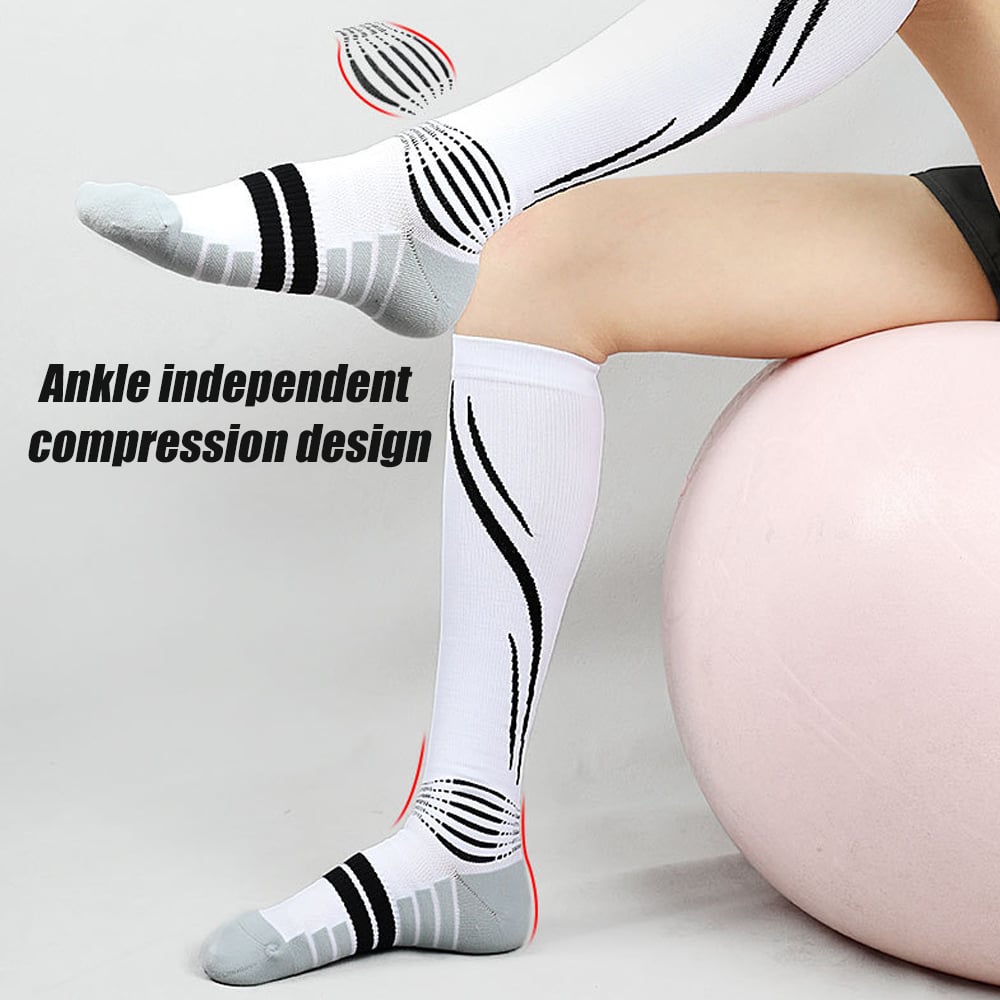 GOMOREON 1Pair High Compression Socks for Men and Women 20-30 mmHg Knee High Nurse Pregnant Running and Travel Athletic Image 1