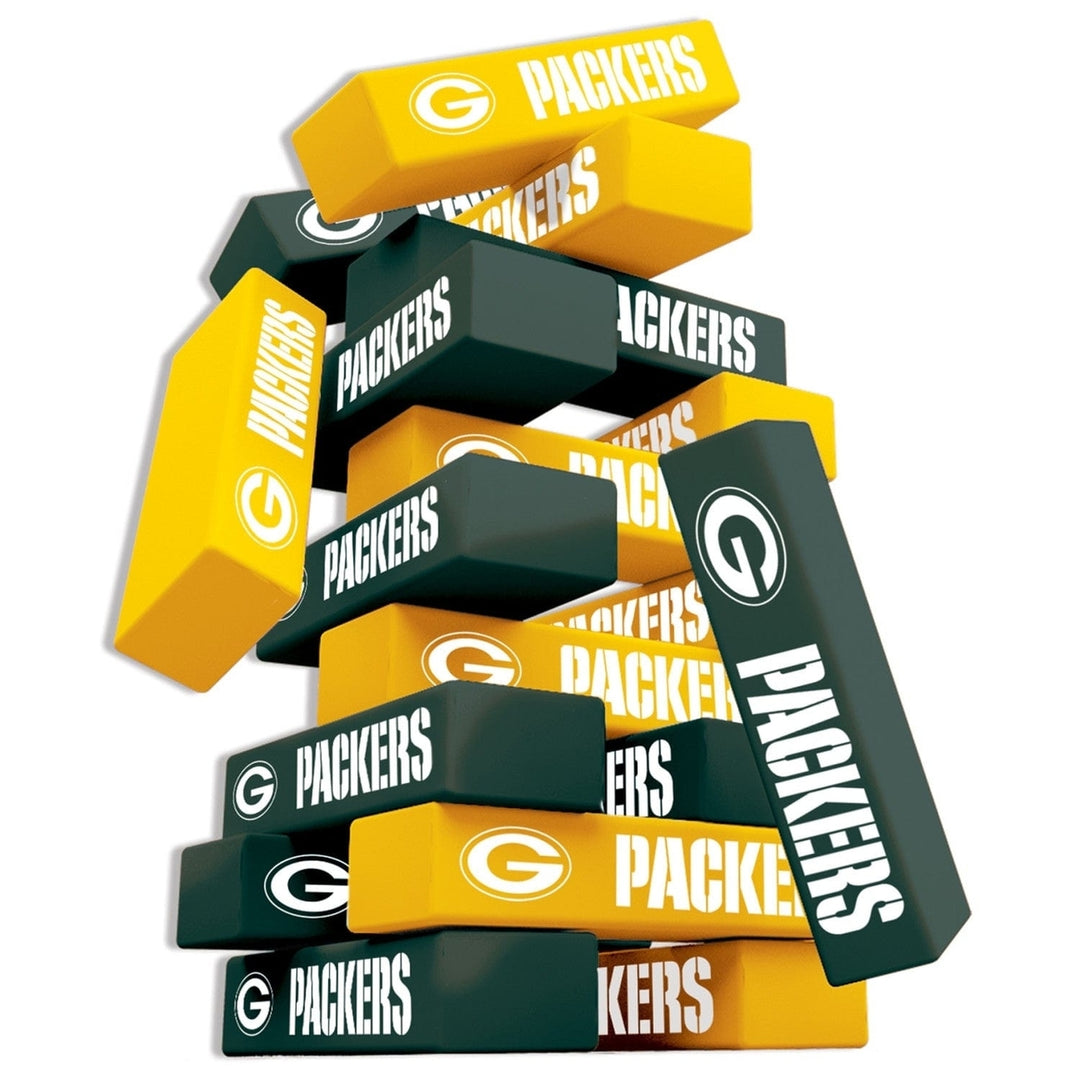 Green Bay Packers Tumble Tower Game 54 Wooden NFL Blocks Classic Stacking Fun Image 2