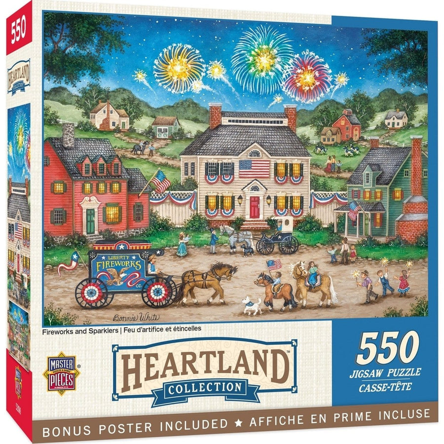 Heartland 550 Piece Jigsaw Puzzle Fireworks Sparklers Fourth of July Scene Image 1