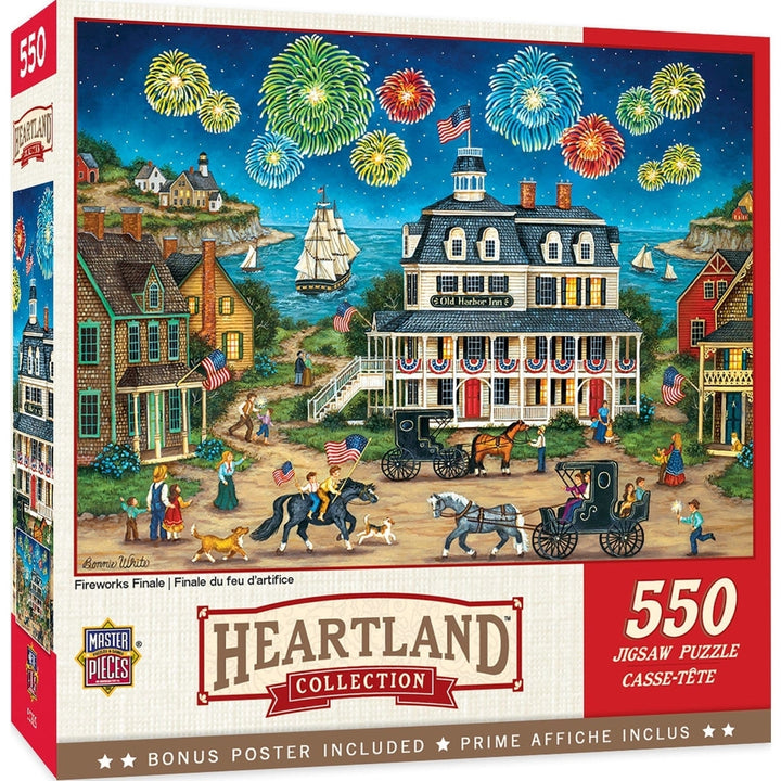 Heartland Fireworks Finale 550 Piece Jigsaw Puzzle 24x18 Bonnie White Artwork Image 1