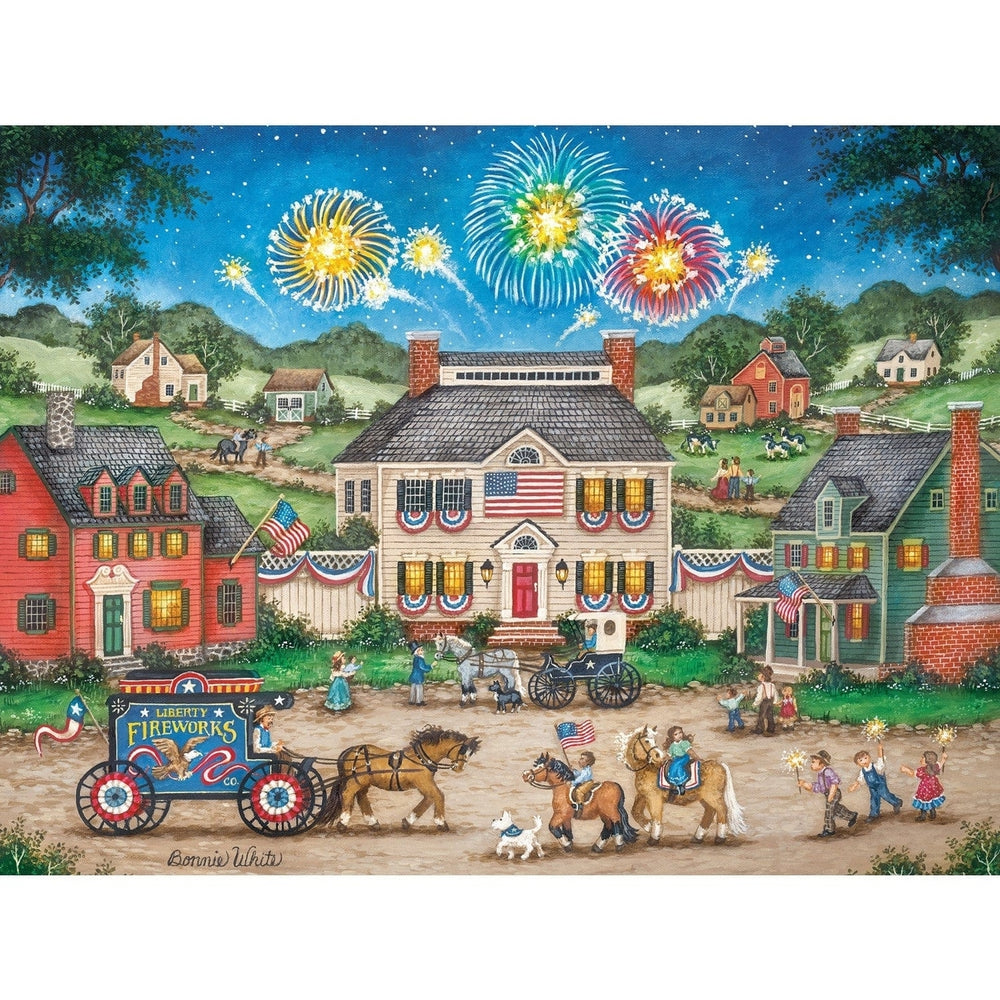 Heartland 550 Piece Jigsaw Puzzle Fireworks Sparklers Fourth of July Scene Image 2