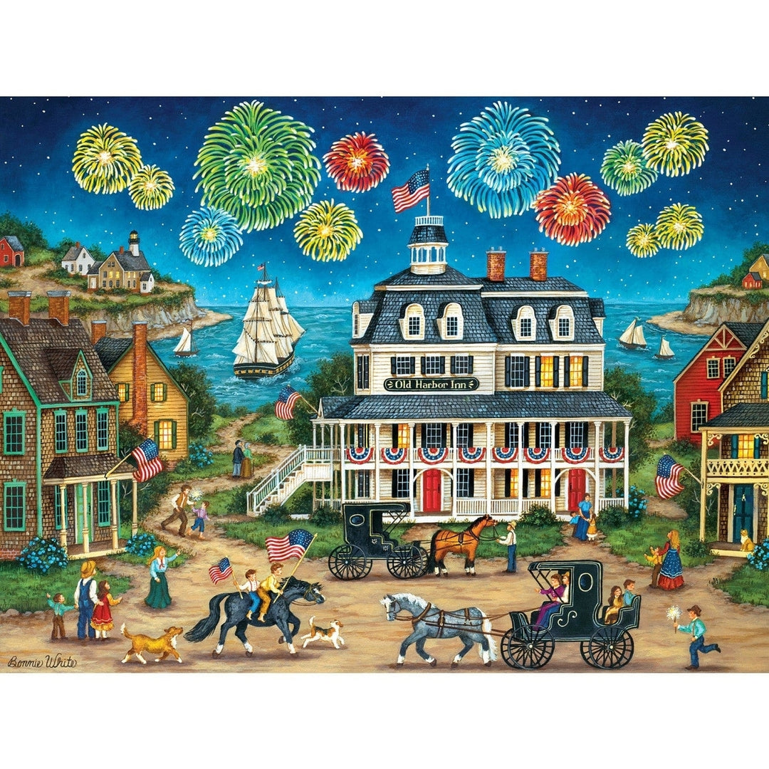 Heartland Fireworks Finale 550 Piece Jigsaw Puzzle 24x18 Bonnie White Artwork Image 2