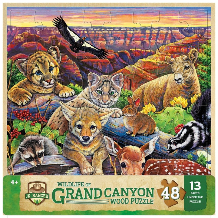 Jr. Ranger Grand Canyon Wildlife 48 Piece Wood Jigsaw Puzzle Fun Facts Kids Educational Image 1