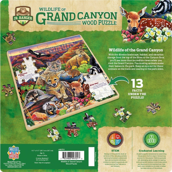 Jr. Ranger Grand Canyon Wildlife 48 Piece Wood Jigsaw Puzzle Fun Facts Kids Educational Image 3