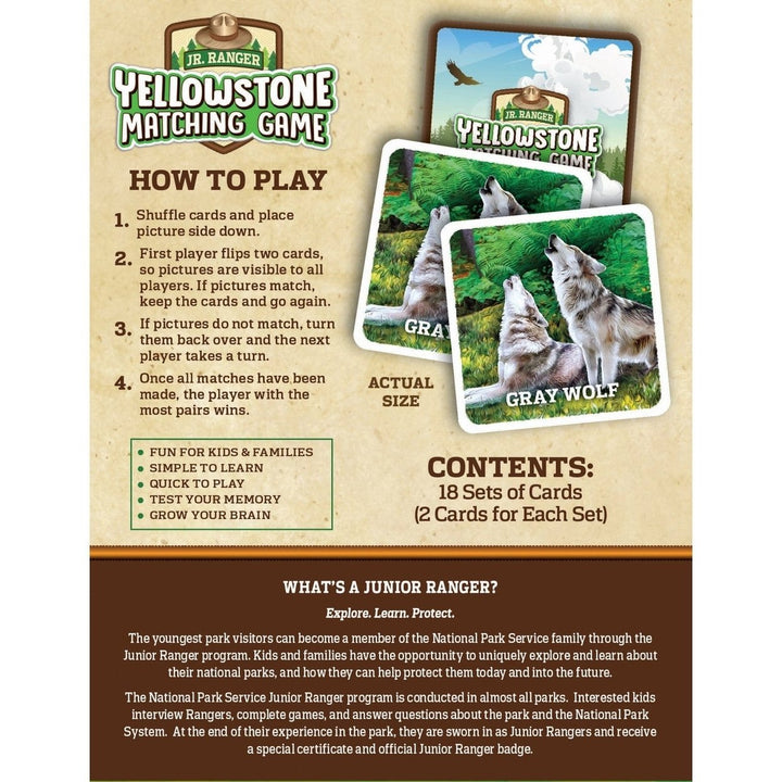 Jr Ranger Yellowstone Matching Game Wildlife Landmarks Family Fun Memory Game Image 3