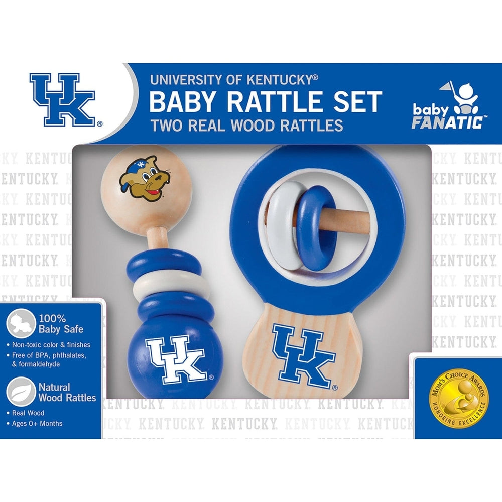 Kentucky Wildcats Baby Rattles 2-Pack Non-Toxic Wood Toys for Infants Image 2