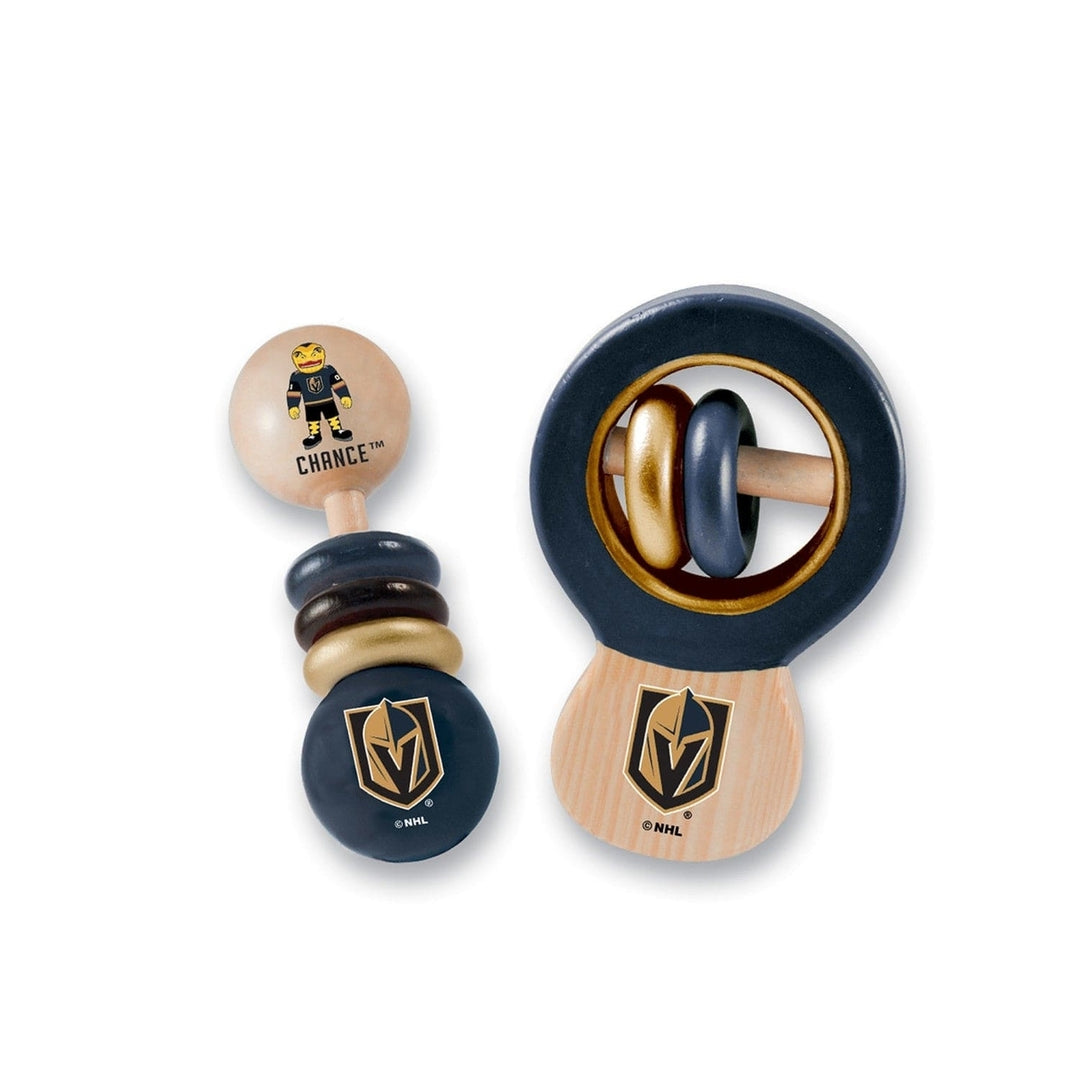 Las Vegas Golden Knights Baby Rattles 2-Pack Wooden Non-Toxic Safe Toys Image 1