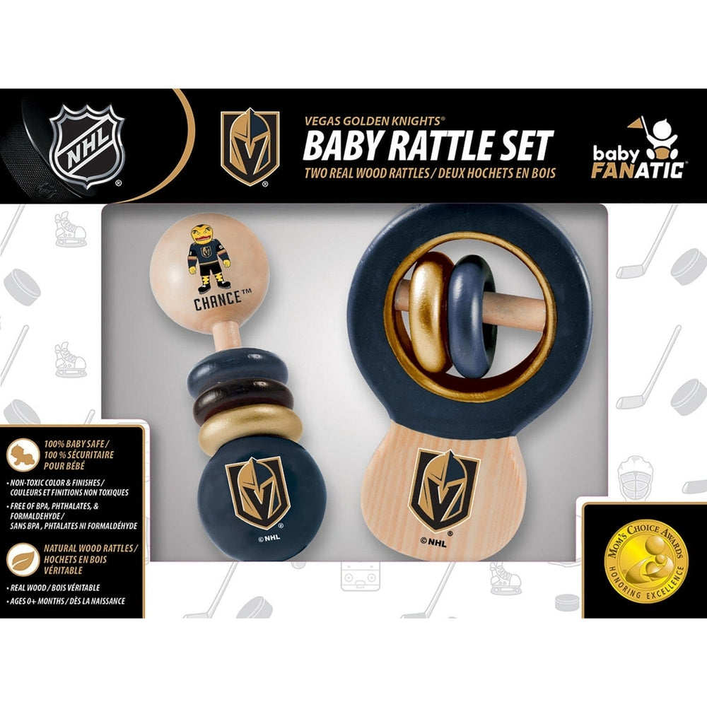 Las Vegas Golden Knights Baby Rattles 2-Pack Wooden Non-Toxic Safe Toys Image 2