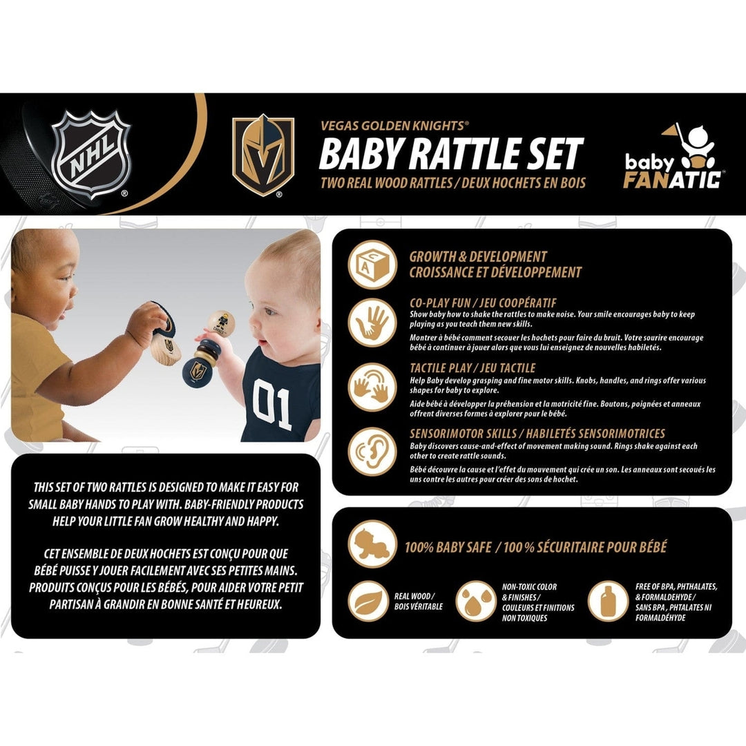 Las Vegas Golden Knights Baby Rattles 2-Pack Wooden Non-Toxic Safe Toys Image 3