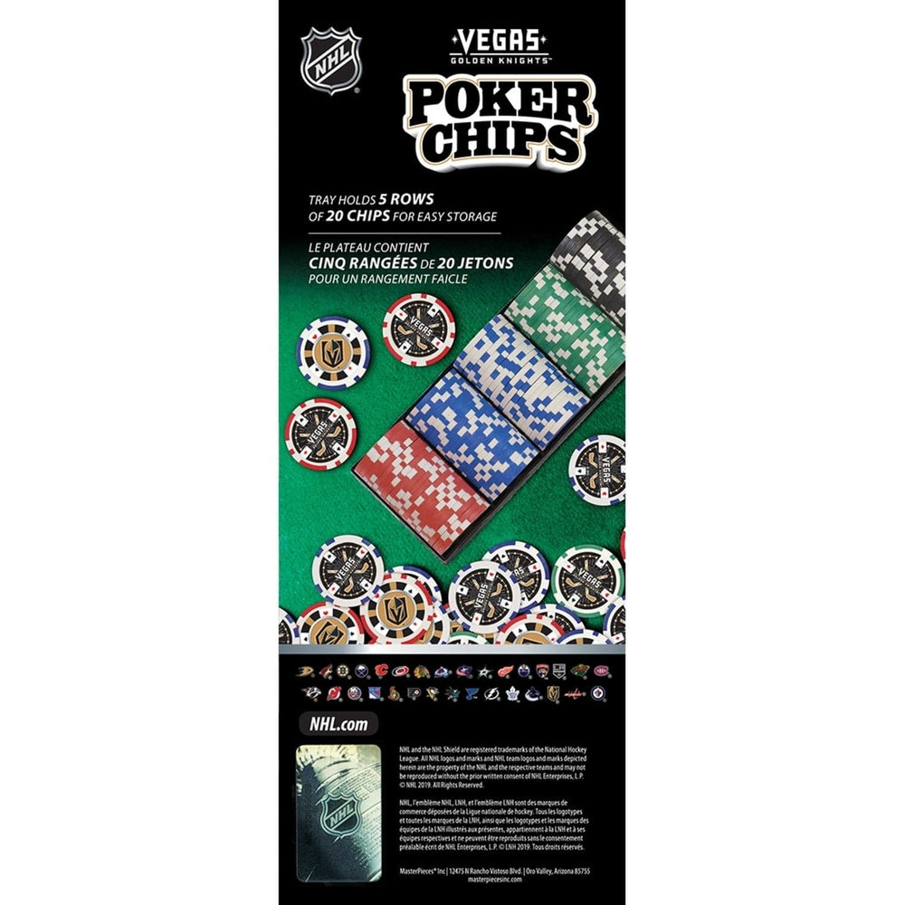 Las Vegas Golden Knights Poker Chips 100 Piece Casino Style Black Tray Image 2