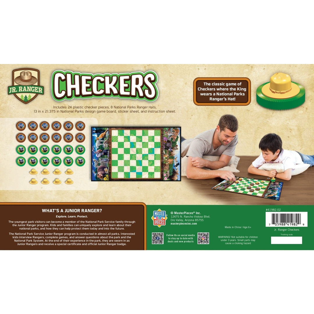 National Parks Jr. Ranger Checkers Board Game Green Orange Animal Pieces 2 Players Image 3