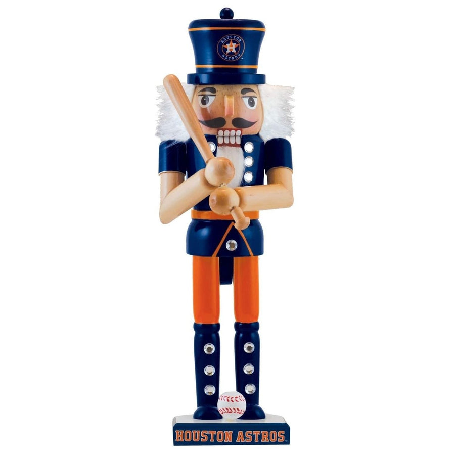 Houston Astros Nutcracker Collectible Wood Handcrafted Team Colors Baseball Bat Image 1