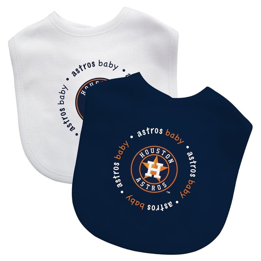 Houston Astros Baby Bibs 2-Pack Cotton Front Polyester Back Machine Washable Image 1