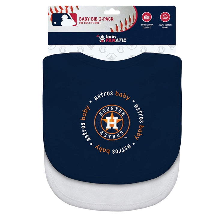 Houston Astros Baby Bibs 2-Pack Cotton Front Polyester Back Machine Washable Image 2