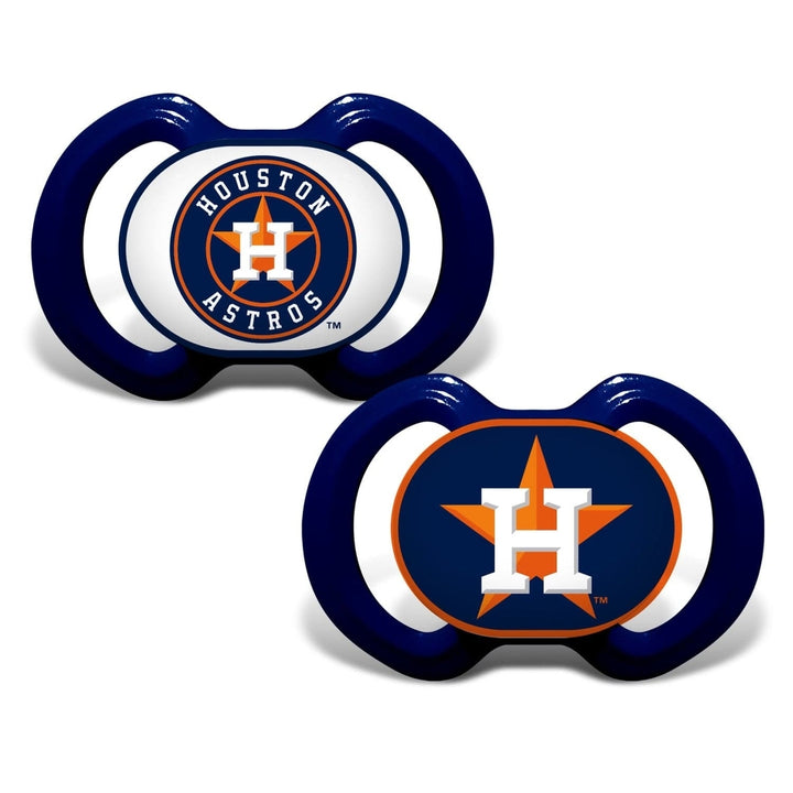 Houston Astros Pacifiers 2-Pack MLB Baby Soothe Silicone BPA-Free 3 Months+ Image 1