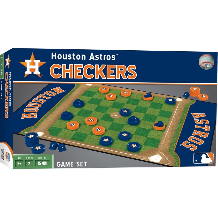 Houston Astros Checkers Board Game MLB Officially Licensed 24 Pieces 13x21 inches Image 1