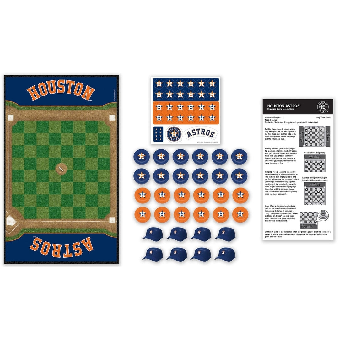 Houston Astros Checkers Board Game MLB Officially Licensed 24 Pieces 13x21 inches Image 2