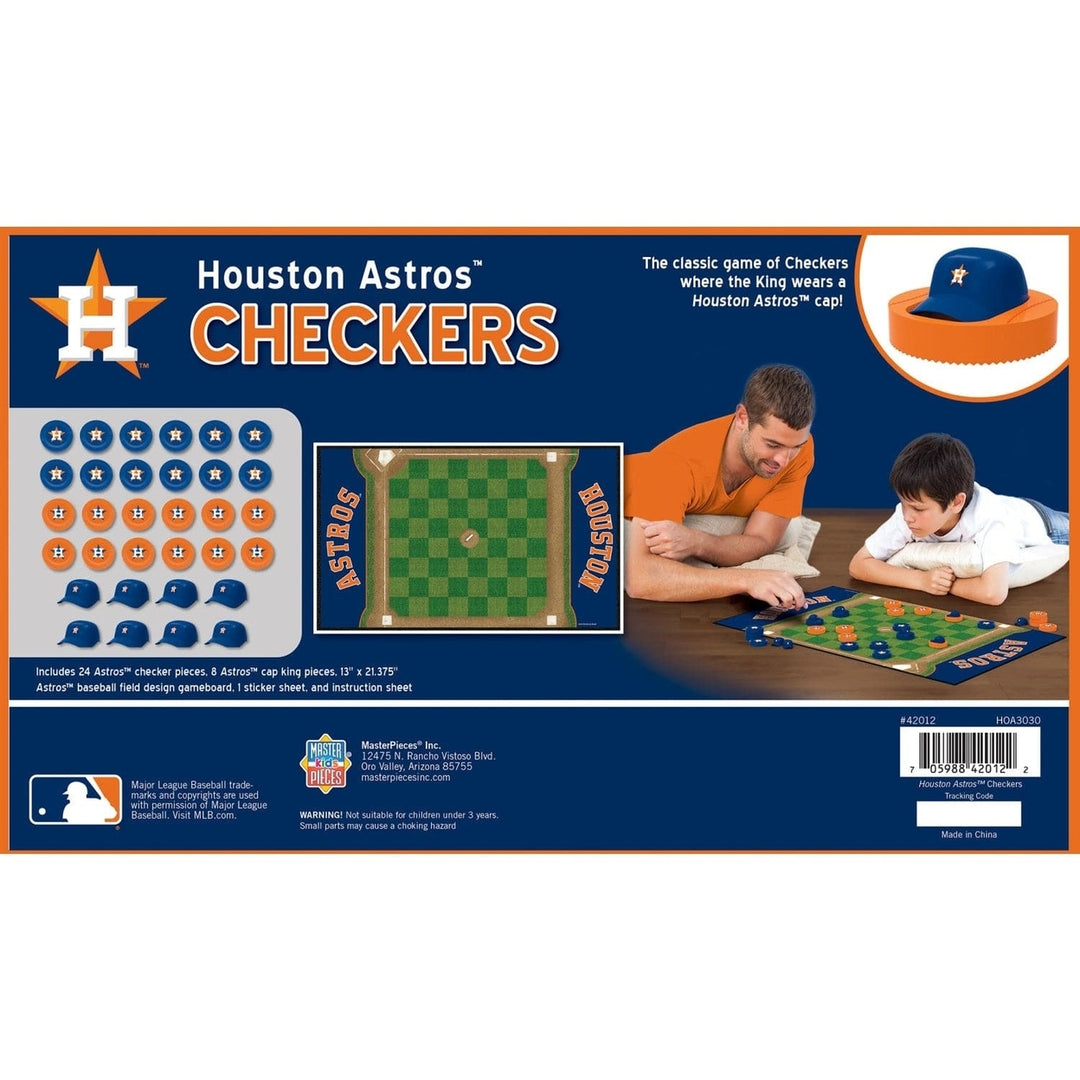 Houston Astros Checkers Board Game MLB Officially Licensed 24 Pieces 13x21 inches Image 3