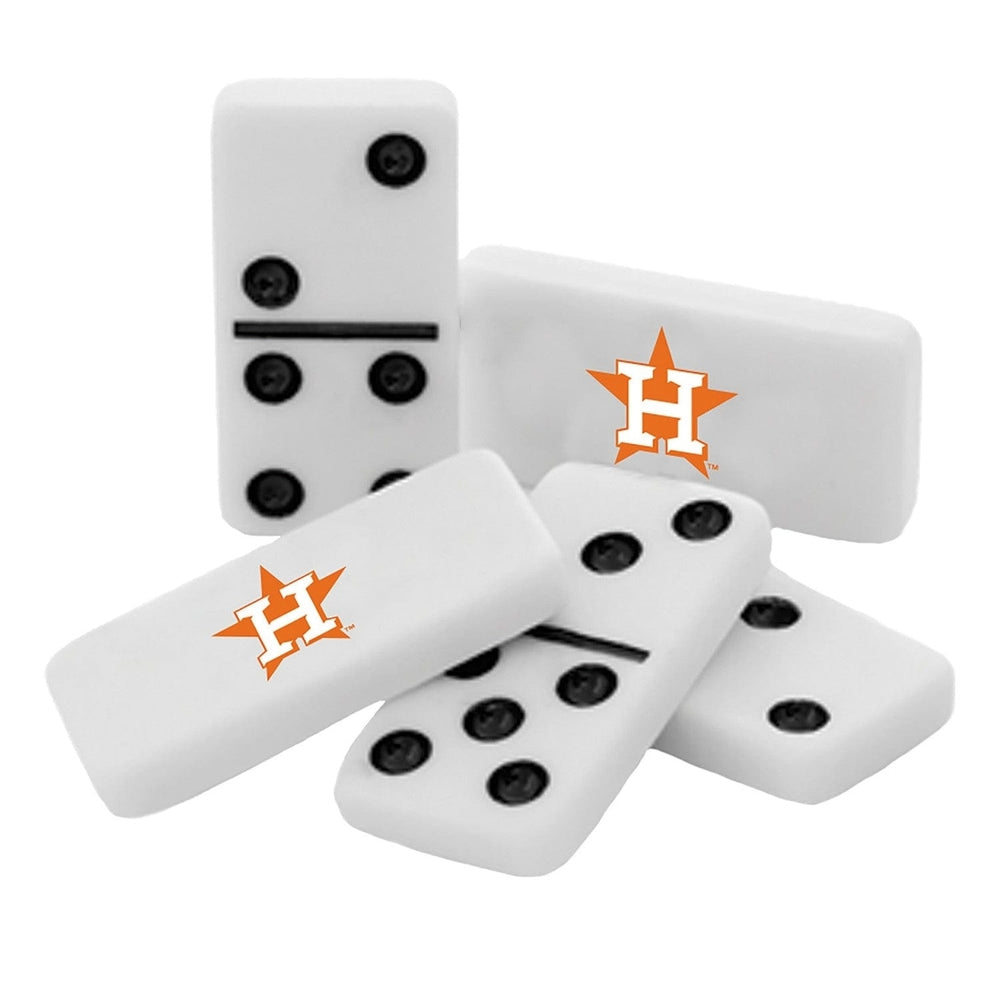 Houston Astros Dominoes Set Officially Licensed Collectible Tin 28 Piece Resin Image 2