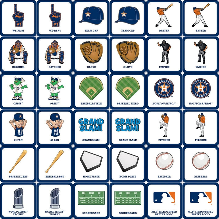 Houston Astros Matching Game MLB Family Fun Memory Game Durable Picture Cards Image 2