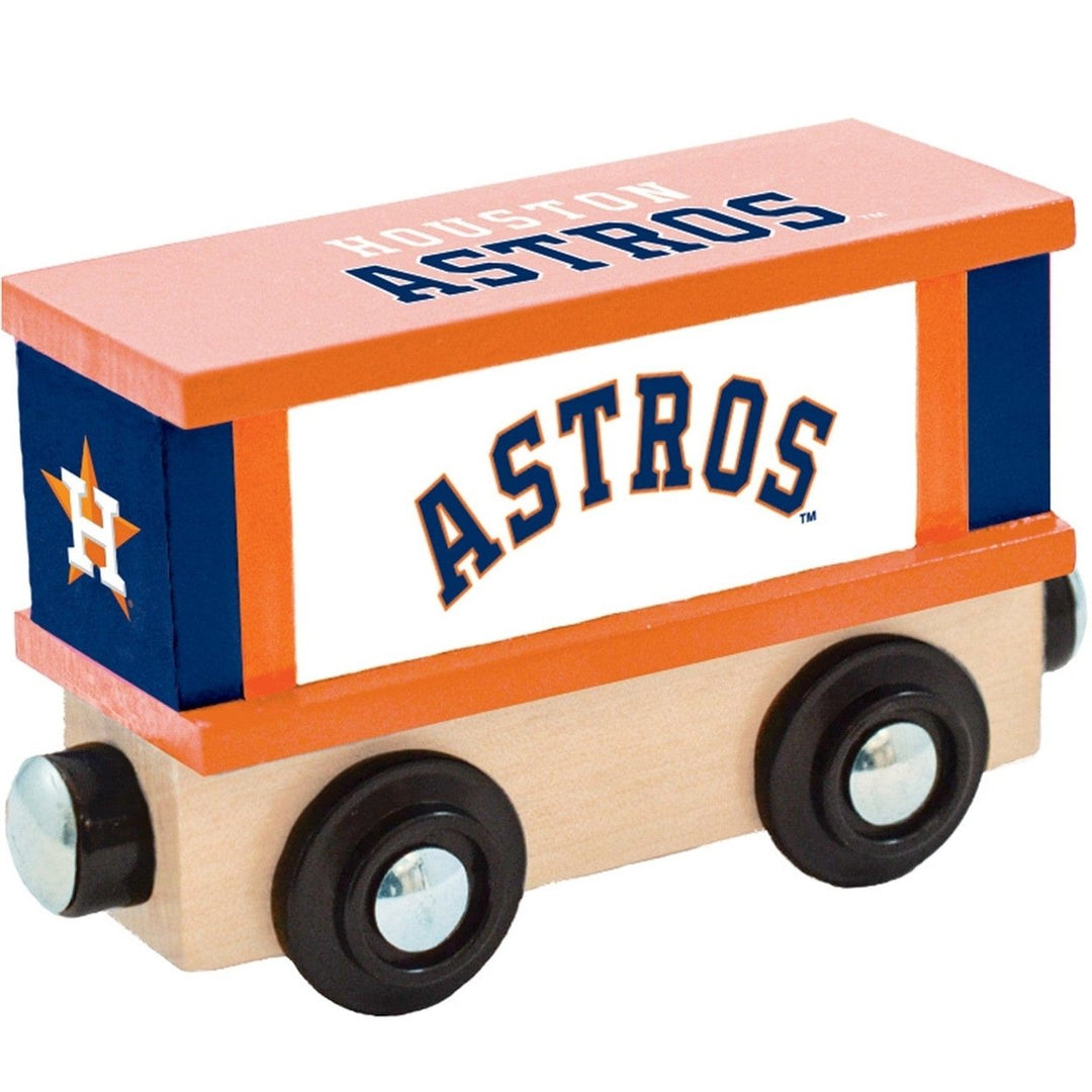 Houston Astros Wooden Toy Train Box Car with Team Logo and Colors Ages 3+ Image 1