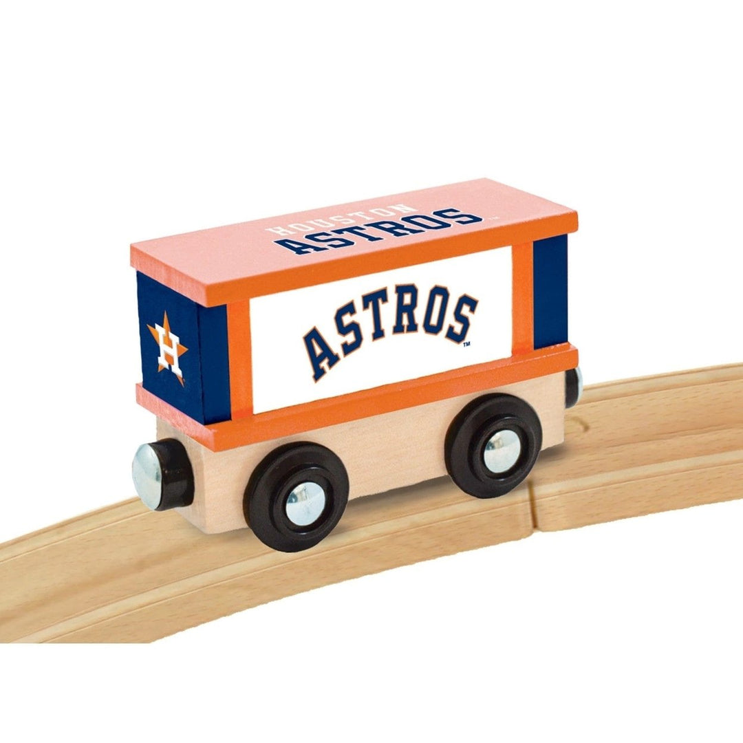 Houston Astros Wooden Toy Train Box Car with Team Logo and Colors Ages 3+ Image 3