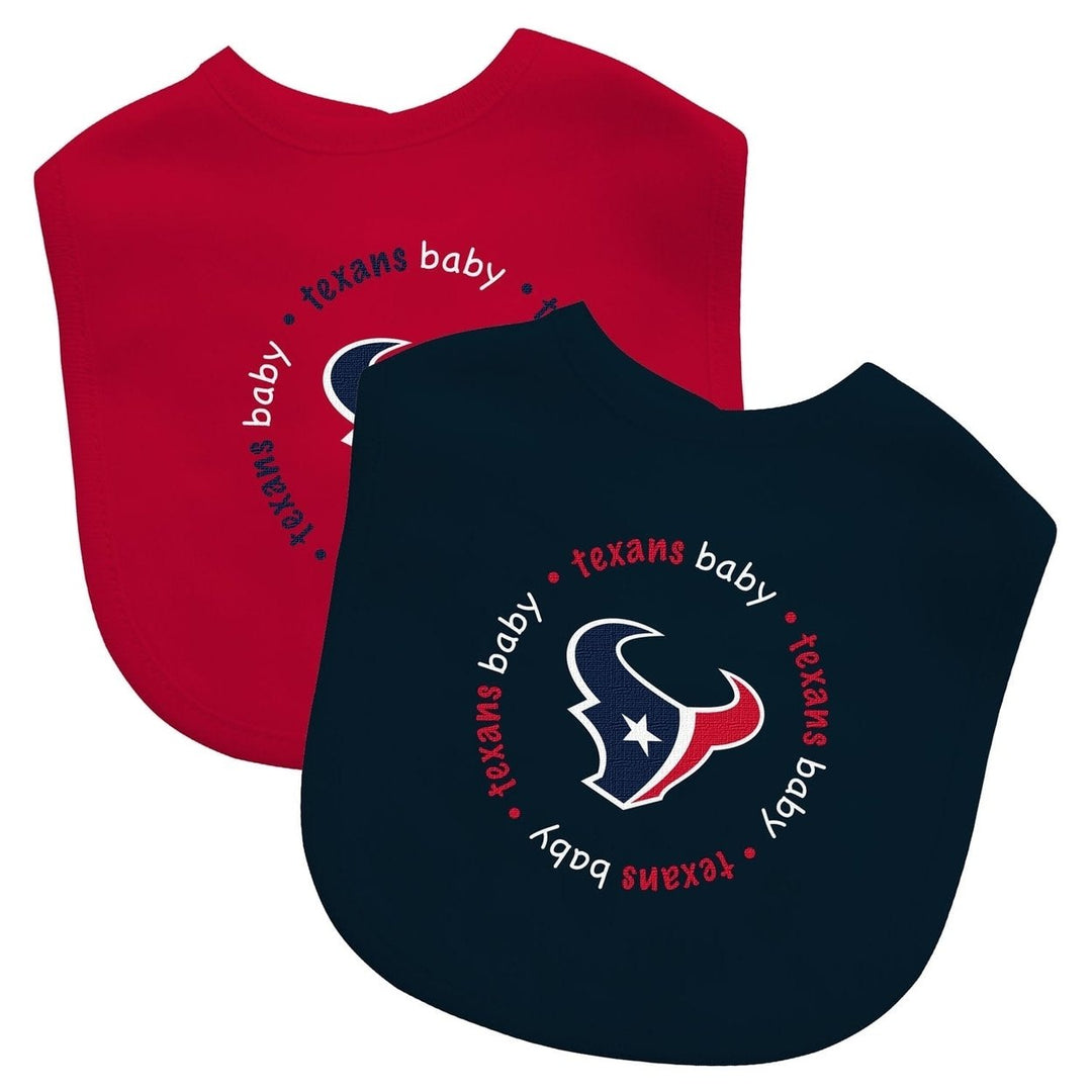 Houston Texans Baby Bibs 2-Pack Cotton Unisex Machine Washable NFL Team Gear Image 1