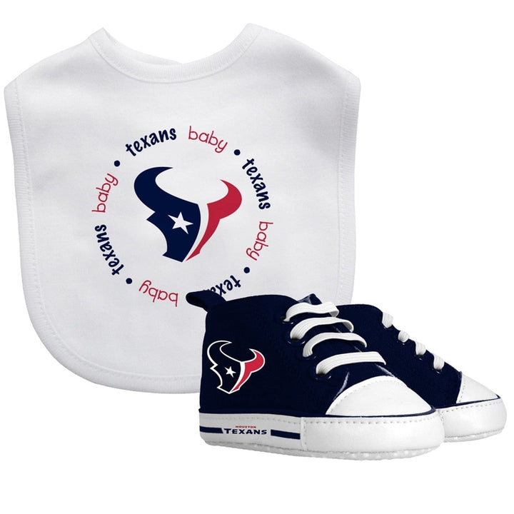 Houston Texans Baby Gift Set 2 Piece Bib Pre-Walkers Unisex Cotton Slip-On Shoes Image 1