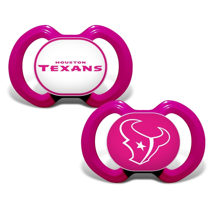 Houston Texans Pink Pacifier 2-Pack BPA-Free Infant Orthodontic Silicone Nipple Image 1