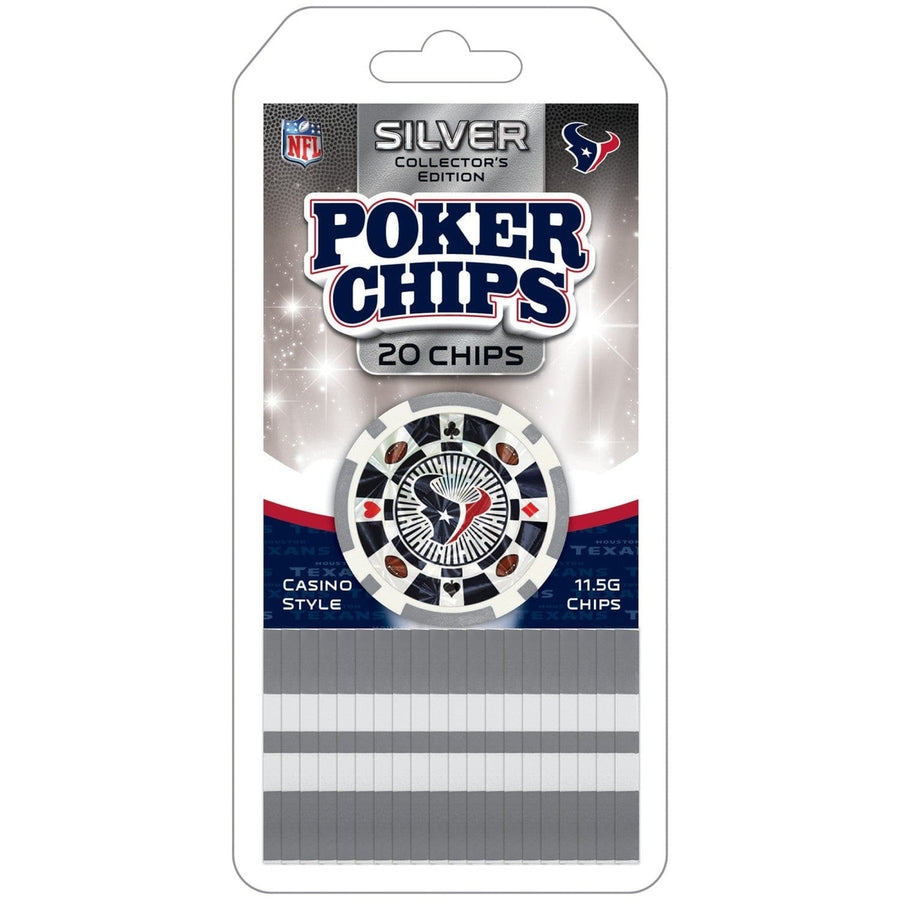 Houston Texans 20 Piece Poker Chips Silver Collectors Edition Casino Set Image 1