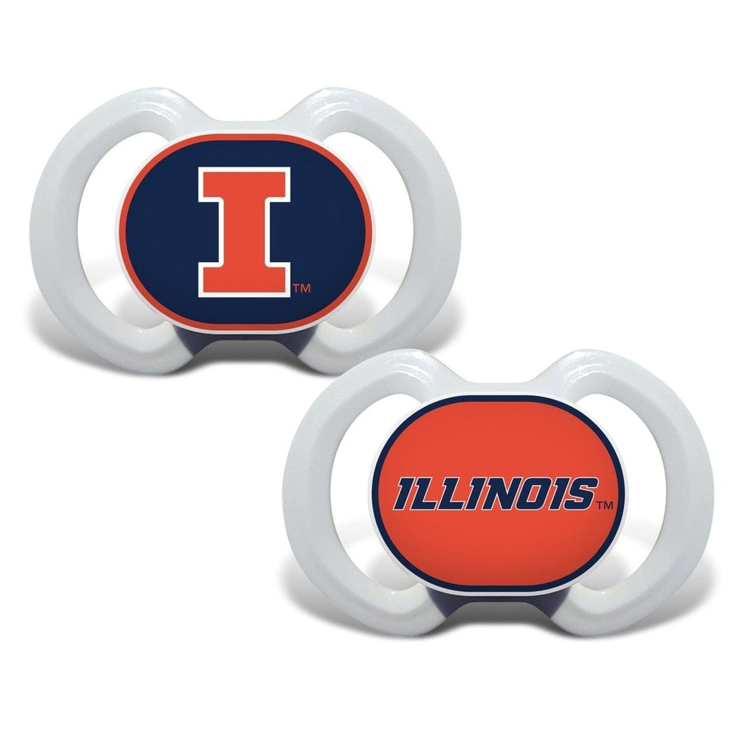 Illinois Fighting Illini Pacifiers 2-Pack BPA-Free Orthodontic Silicone 3+ Months Image 1