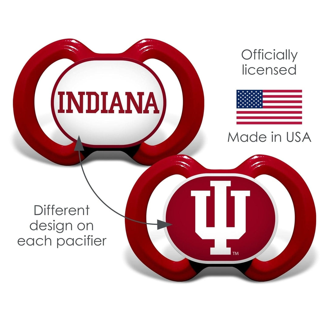 Indiana Hoosiers Pacifier 2-Pack NCAA Team Colors BPA-Free Orthodontic Silicone Image 3