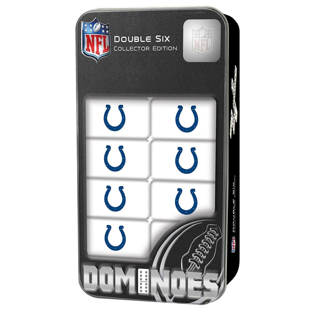 Indianapolis Colts Dominoes Set Double-Sixes in Collectible Tin Box NFL Image 1