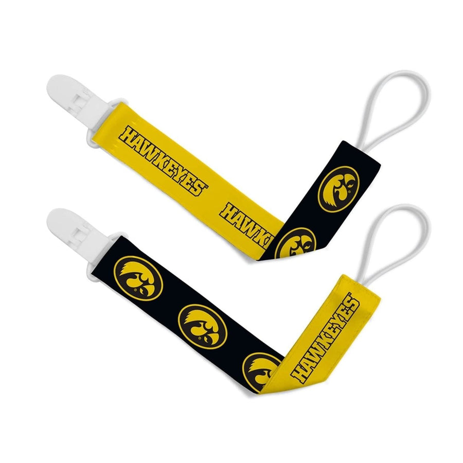 Iowa Hawkeyes Pacifier Clip 2-Pack Official NCAA Team Colors Baby Gear Image 1