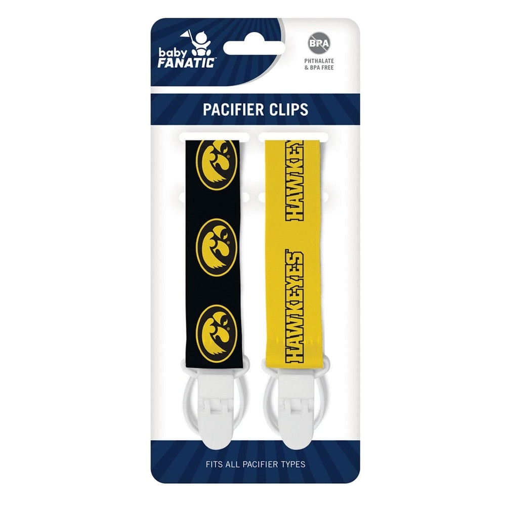 Iowa Hawkeyes Pacifier Clip 2-Pack Official NCAA Team Colors Baby Gear Image 2