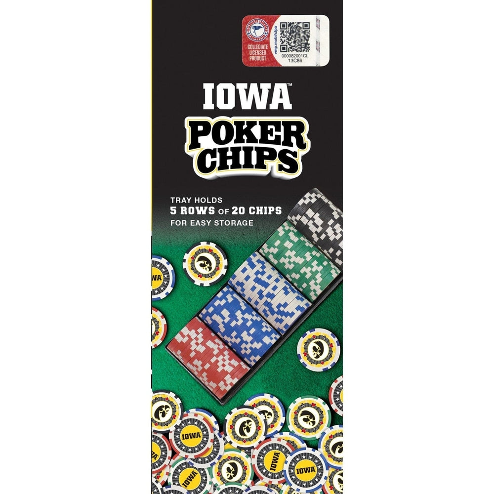 Iowa Hawkeyes Casino Style Poker Chips Set 100 Piece Black Tray NCAA Image 2