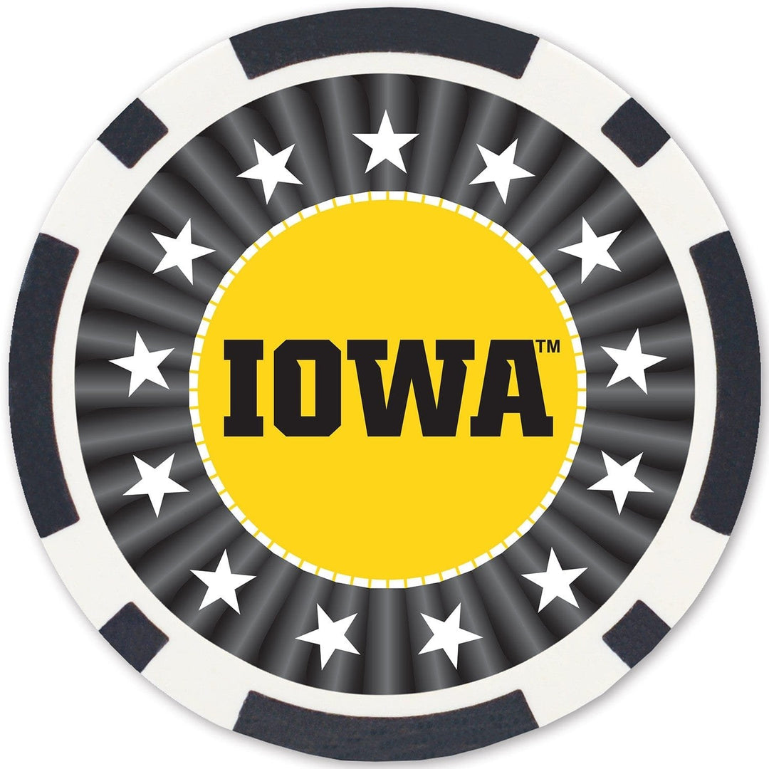 Iowa Hawkeyes Casino Style Poker Chips Set 100 Piece Black Tray NCAA Image 4