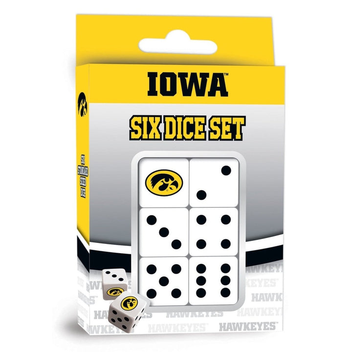 Iowa Hawkeyes Dice Set 6-Piece D6 Gaming Dice Standard Size Team Logo Colors Image 1