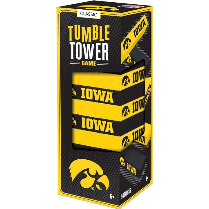 Iowa Hawkeyes Tumble Tower NCAA Wooden Block Stacking Game 54 Blocks Image 1